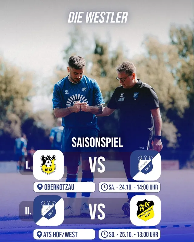 Ankündigungsbild für „ATS Hof/West II gegen FC Martinlamitz II" bei ATS Hof West